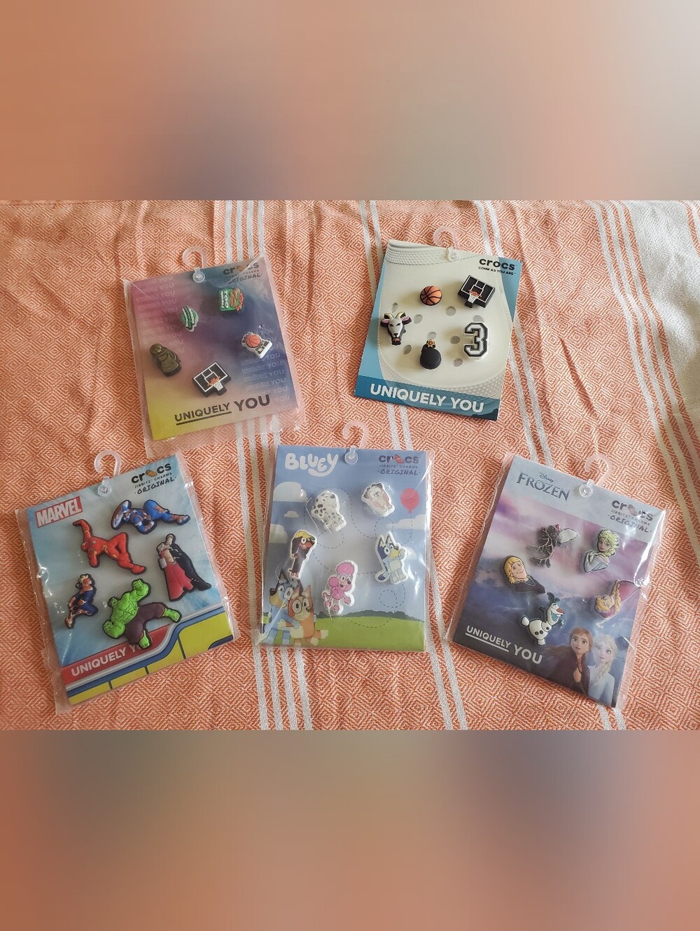 NIP Marvel, Bluey, Frozen & Basketball Crocs Jibbitz Charm Packs